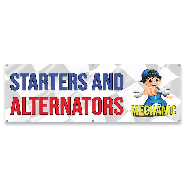 Starters And Alternators Mechanic Banner Concession Stand Food Truck Single Sided